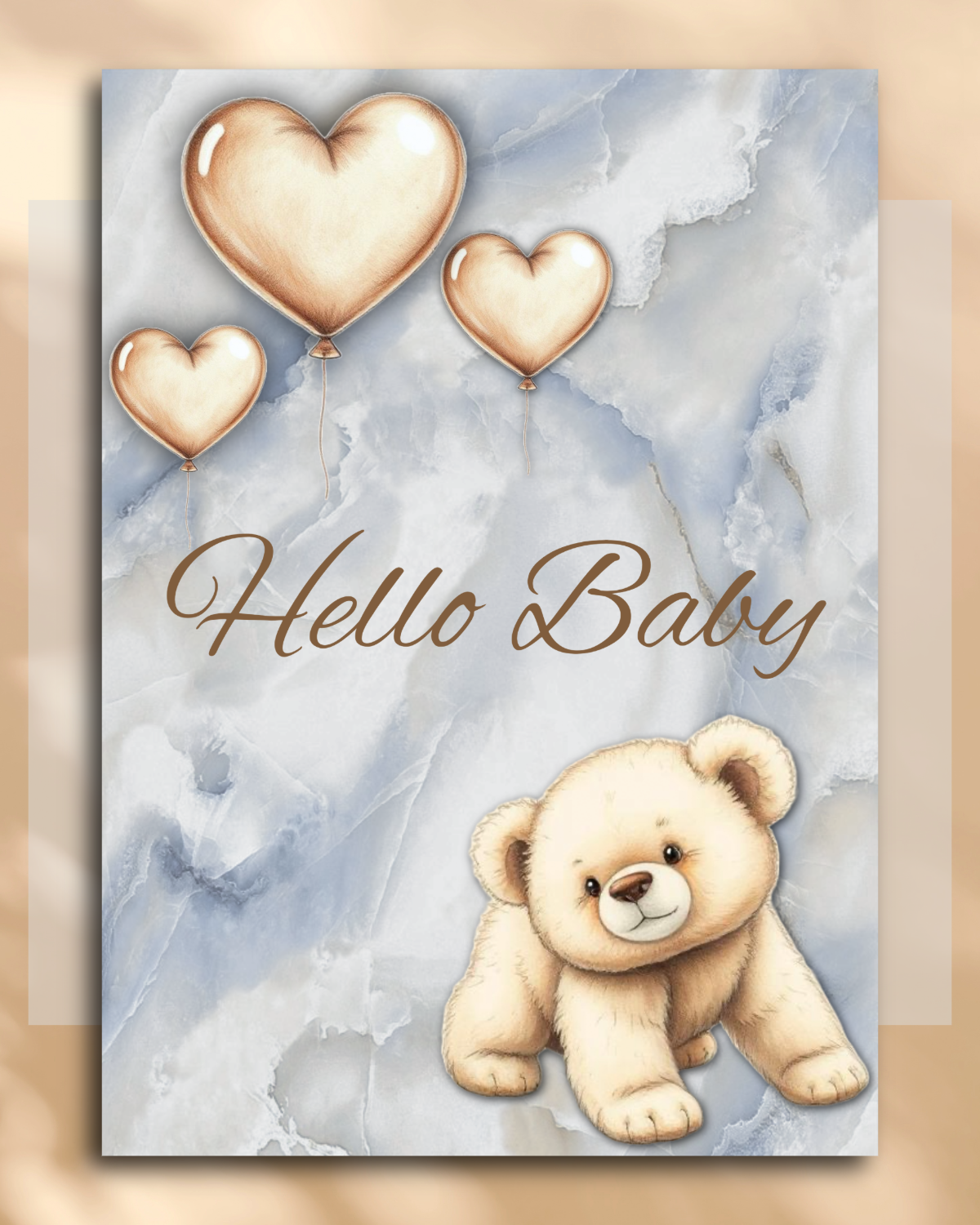 Teddy Bear Baby Milestone Cards – Blue Marble Printable Set for Newborn & Monthly Photos | Digital Download