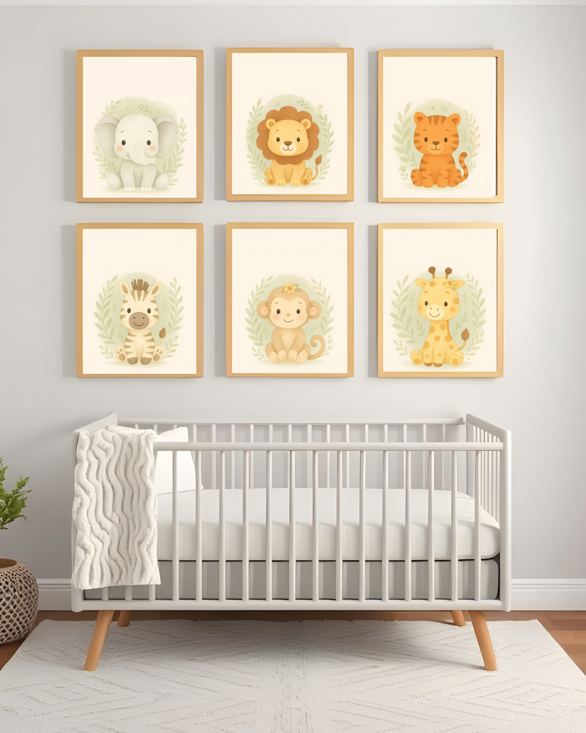 Safari Baby Animal Wall Art Set – 6 Prints